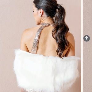 Revelry white faux fur shawl brand new never worn